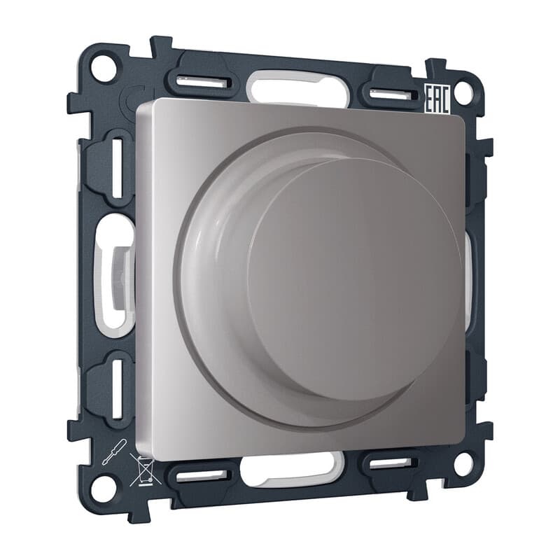 Комплект механизма светорегулятора универсального ALFA Сталь матовый 25-600W/LED 5-300W QUANT (AP5055, VM136)