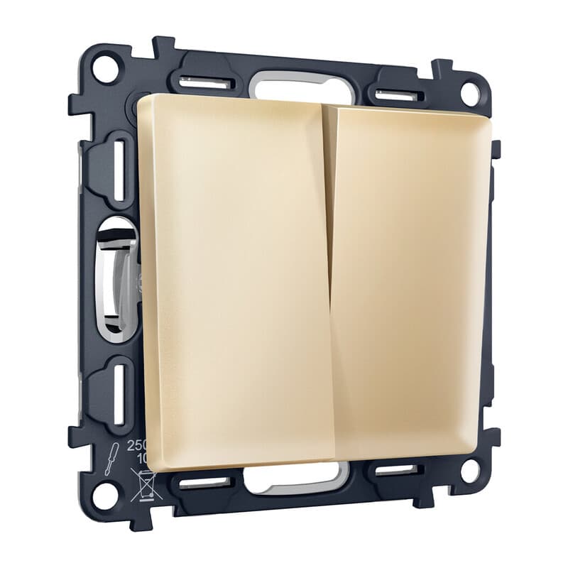 Комплект механизма 2-кл выключателя с самовозвратом ALFA Шампань QUANT (AP6030, VM129)