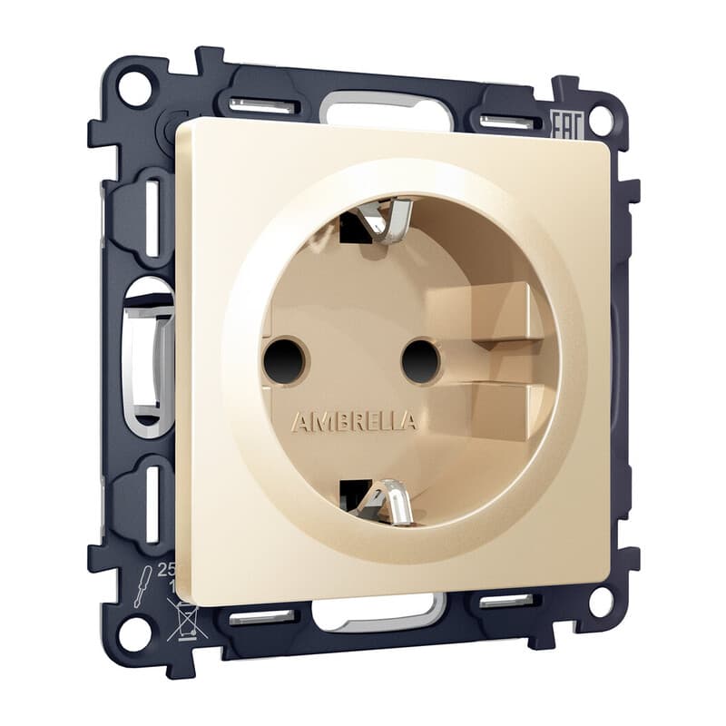 Комплект механизма электрической розетки ALFA Шампань с/з с шторками QUANT (AP6070, VM141)