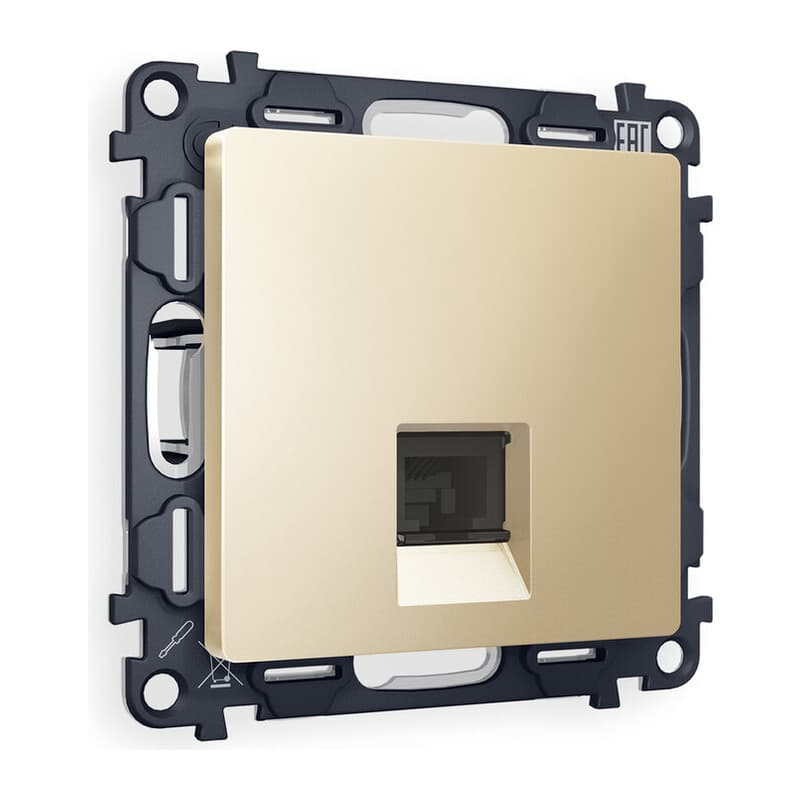 Комплект механизма компьютерной розетки RJ-45 экранированной с автоматической защитной шторкой ALFA Шампань QUANT (AP6120, VM185)