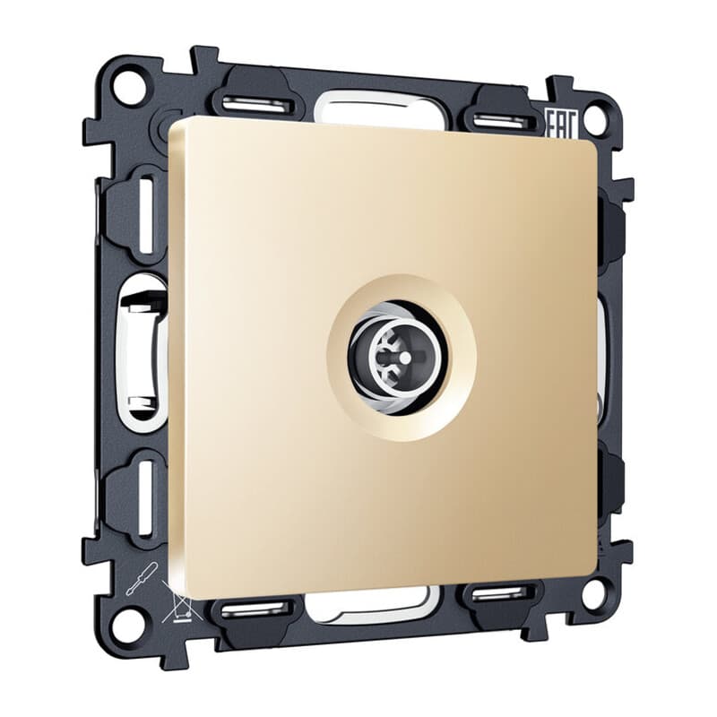 Комплект механизма TV розетки оконечной экранированной 5-1000MHz 3dB ALFA Шампань QUANT (AP6130, VM199)