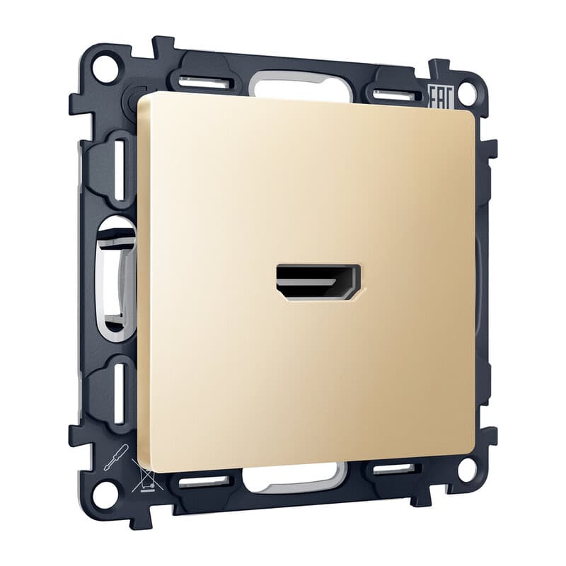 Комплект механизма розетки HDMI 2.0 ALFA Шампань 40V/500mA 2.0GHz 5-18Gbit/s QUANT (AP6140, VM222)