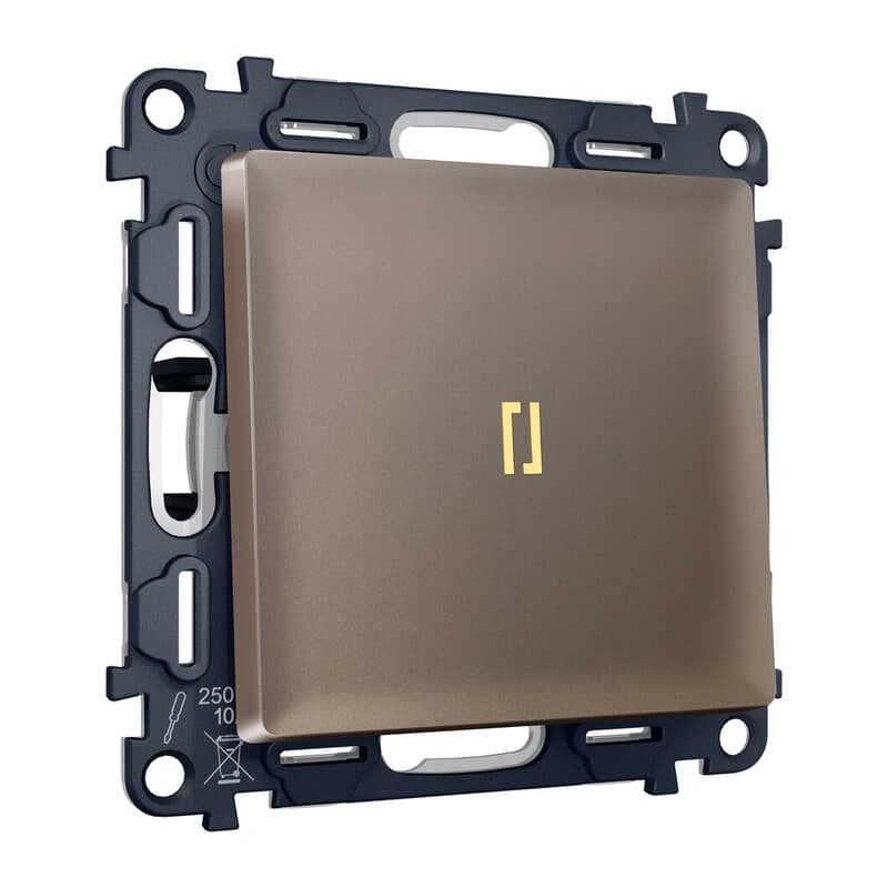 Комплект механизма 1-кл выключателя с подсветкой 3200K ALFA Темная бронза матовый QUANT (AP6320, VM101, G11Y)