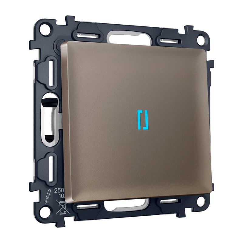 Комплект механизма 1-кл проходного выключателя с подсветкой 10000K ALFA Темная бронза матовый QUANT (AP6320, VM105, G29B)