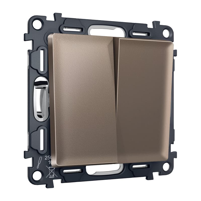 Комплект механизма 2-кл выключателя ALFA Темная бронза матовый QUANT (AP6330, VM120)