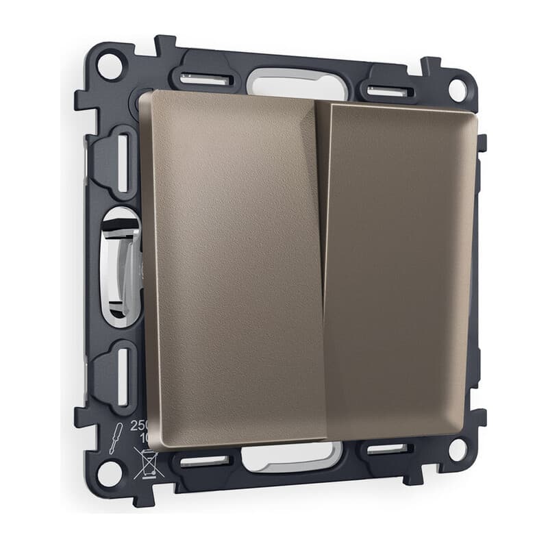 Комплект механизма 2-клавишного перекрестного выключателя 10A-250V ALFA Темная бронза матовый QUANT (AP6330, VM125)