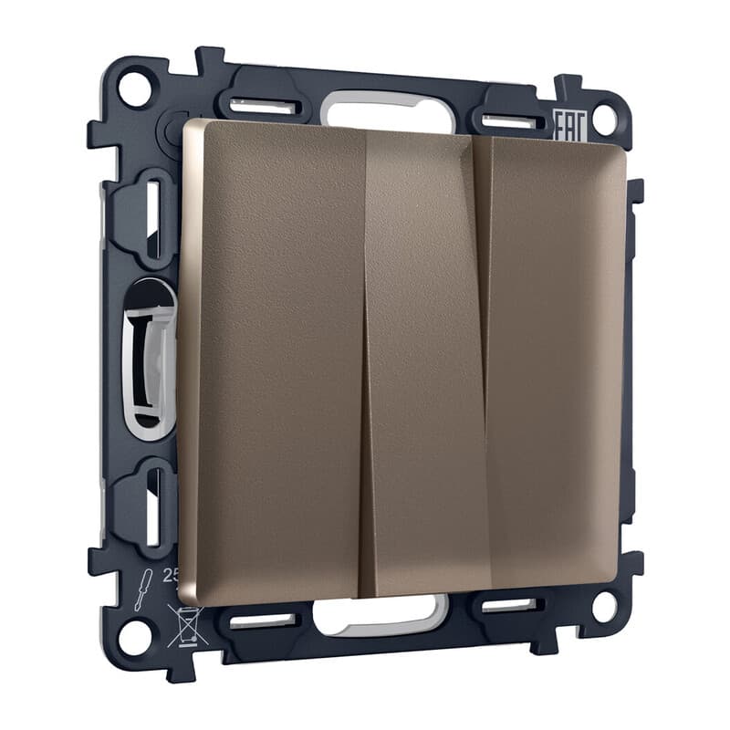 Комплект механизма 3-кл выключателя ALFA Темная бронза матовый 10A-250V QUANT (AP6350, VM133)