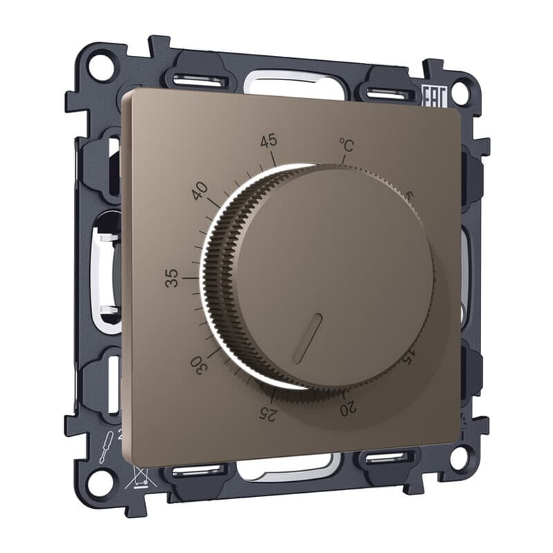 Комплект механизма терморегулятора с датчиком для теплого пола с подсветкой 16A-250V ALFA Темная бронза матовый QUANT (AP6357, VM1381)