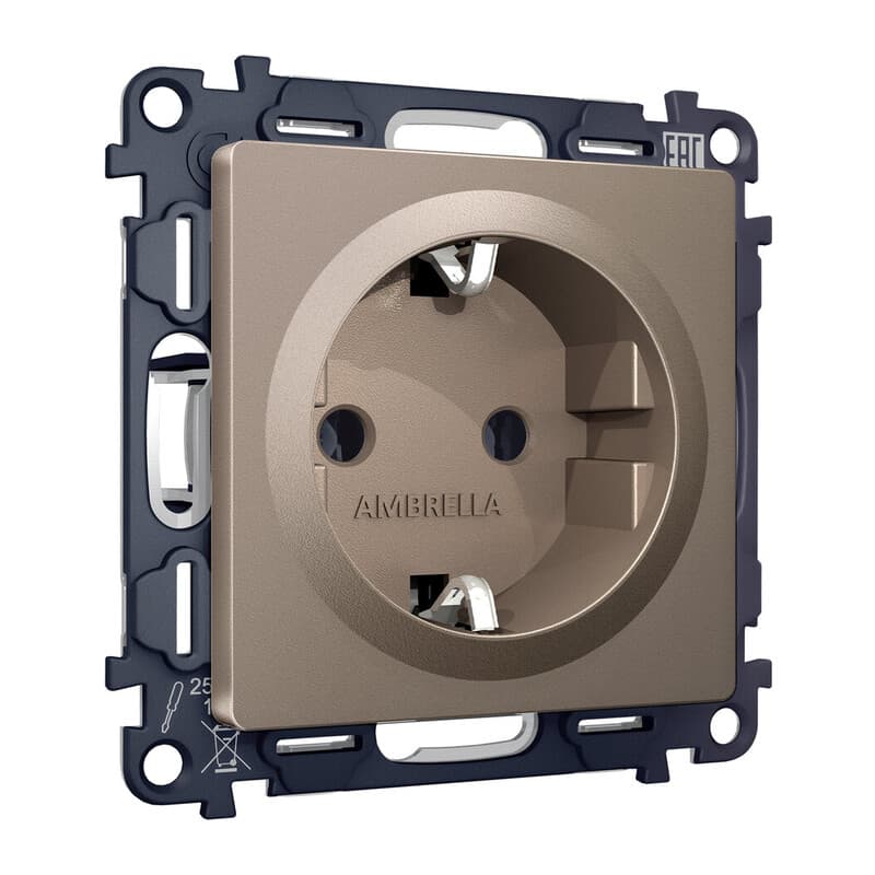 Комплект механизма электрической розетки ALFA Темная бронза матовый с/з на винтовых зажимах QUANT (AP6360, VM141)