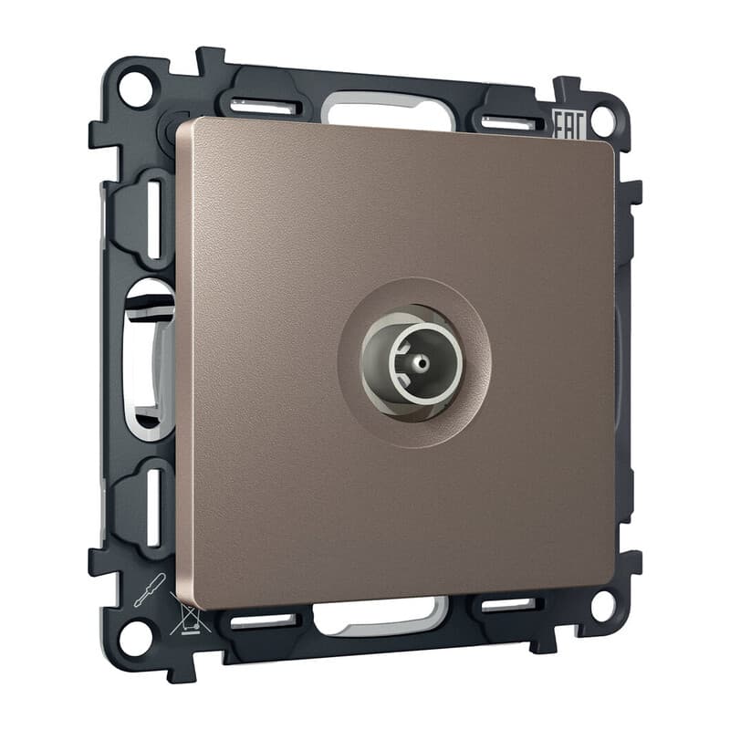 Комплект механизма TV розетки оконечной ALFA Темная бронза матовый 50-870 MHz 1dB QUANT (AP6430, VM202)