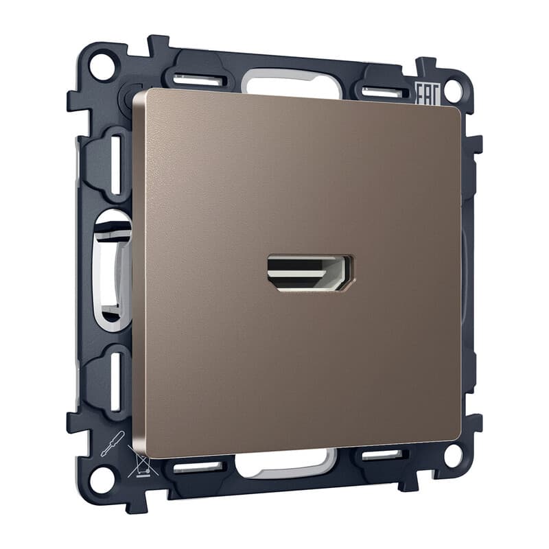 Комплект механизма розетки HDMI 2.0 ALFA Темная бронза матовый 40V/500mA 2.0GHz 5-18Gbit/s QUANT (AP6440, VM222)