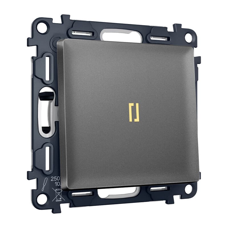 Комплект механизма 1-кл выключателя с подсветкой 3200K ALFA Антрацит серый QUANT (AP6520, VM101, G11Y)