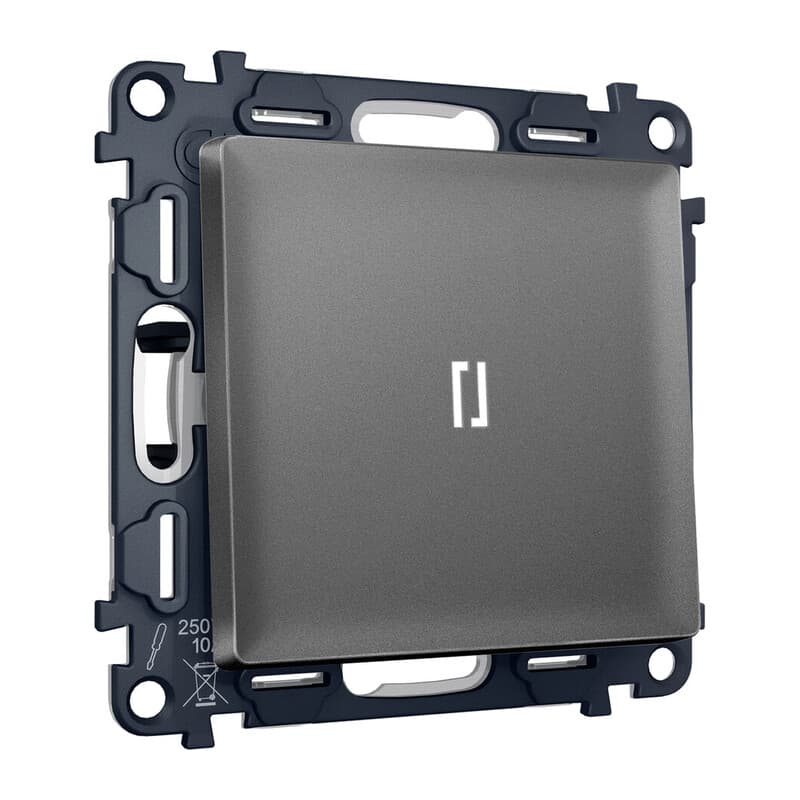 Комплект механизма 1-кл выключателя с подсветкой 5600K ALFA Антрацит серый QUANT (AP6520, VM101, G14W)