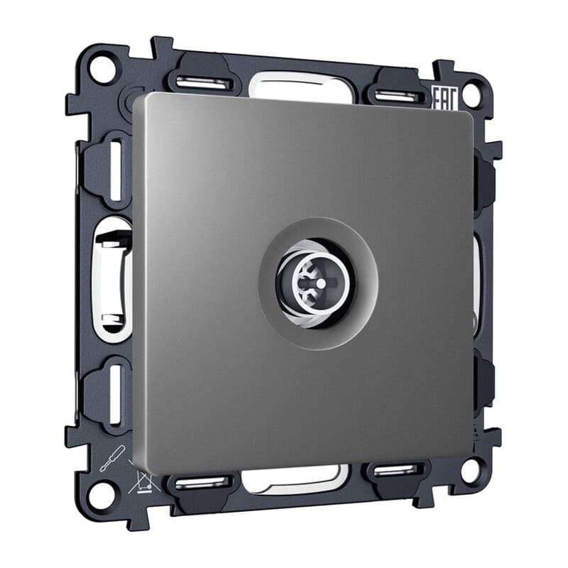 Комплект механизма TV розетки оконечной экранированной 5-1000MHz 3dB ALFA Антрацит серый QUANT (AP6630, VM199)