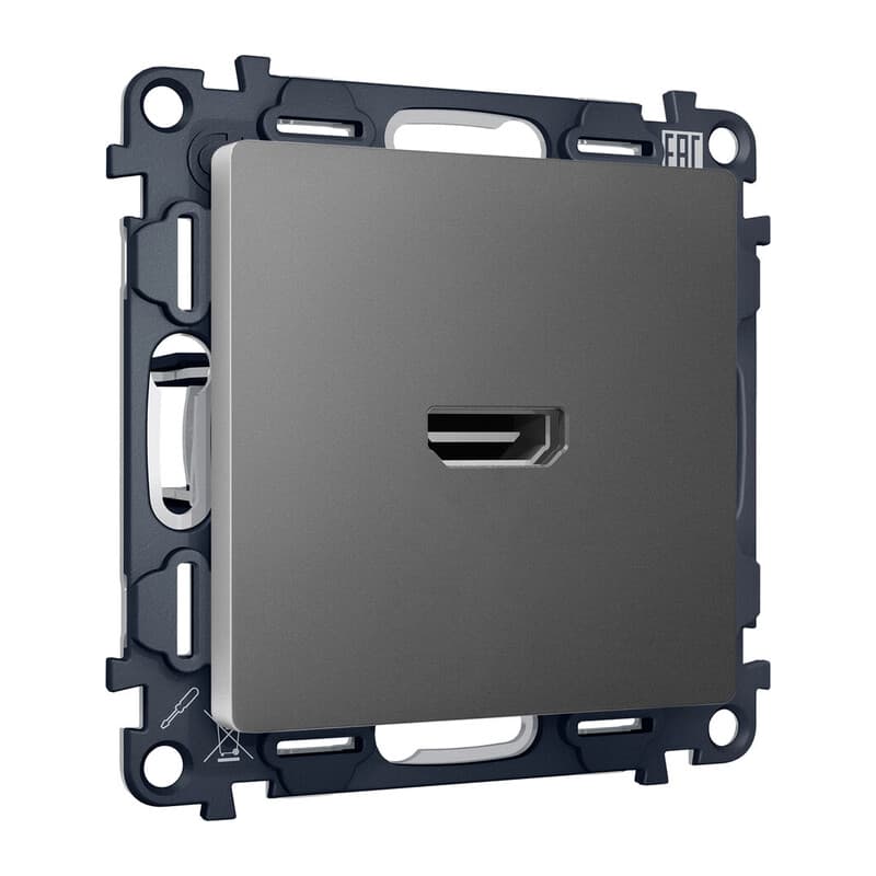 Комплект механизма розетки HDMI 2.0 ALFA Антрацит серый 40V/500mA 2.0GHz 5-18Gbit/s QUANT (AP6640, VM222)