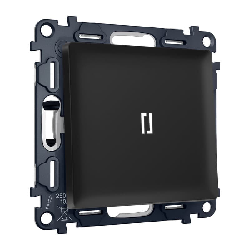 Комплект механизма 1-кл выключателя с самовозвратом с подсветкой 5600K ALFA Черный матовый QUANT (AP8020, VM113, G14W)