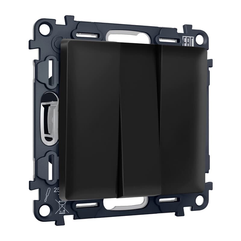 Комплект механизма 3-кл выключателя ALFA Черный матовый QUANT (AP8050, VM133)