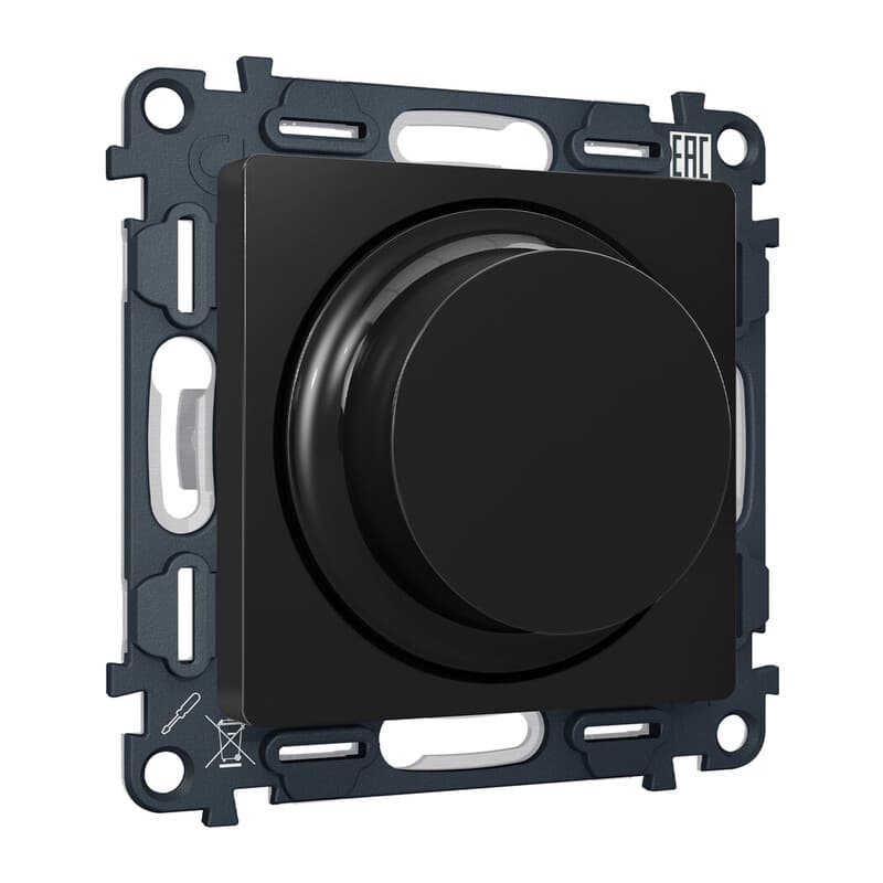 Комплект механизма светорегулятора универсального ALFA Черный матовый 25-600W/LED 5-300W QUANT (AP8055, VM136)