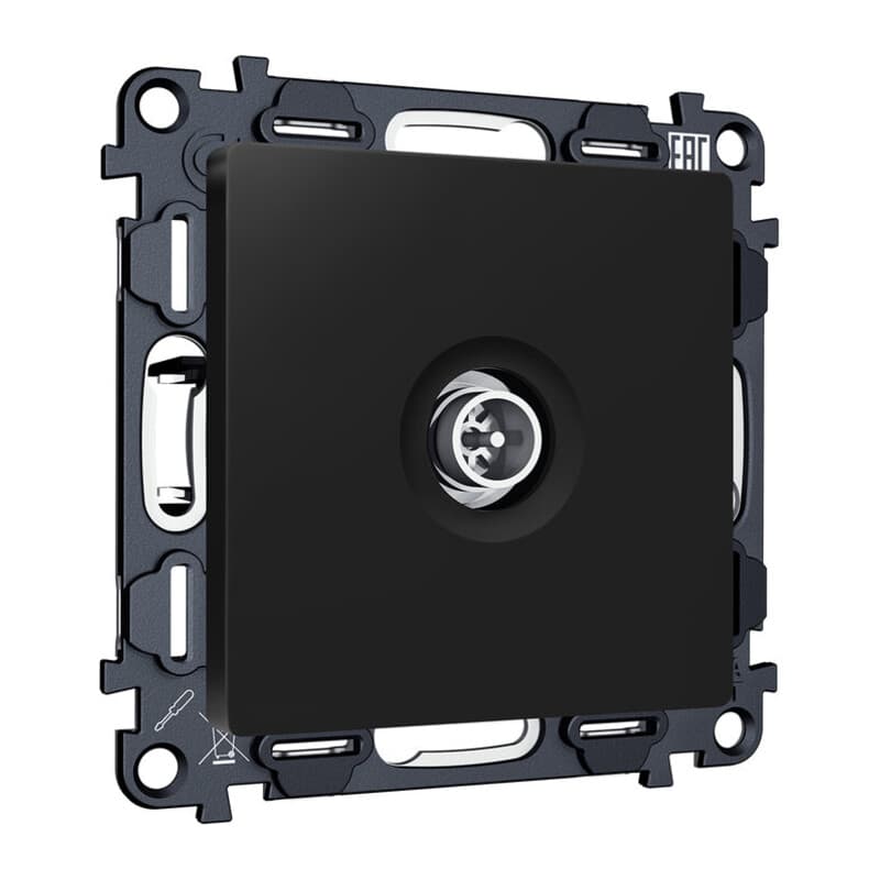 Комплект механизма TV розетки оконечной экранированной 5-1000MHz 3dB ALFA Черный матовый QUANT (AP8130, VM199)