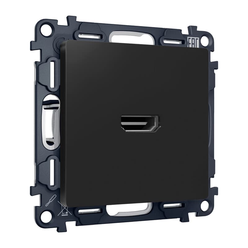 Комплект механизма розетки HDMI 2.0 ALFA Черный матовый 40V/500mA 2.0GHz 5-18Gbit/s QUANT (AP8140, VM222)