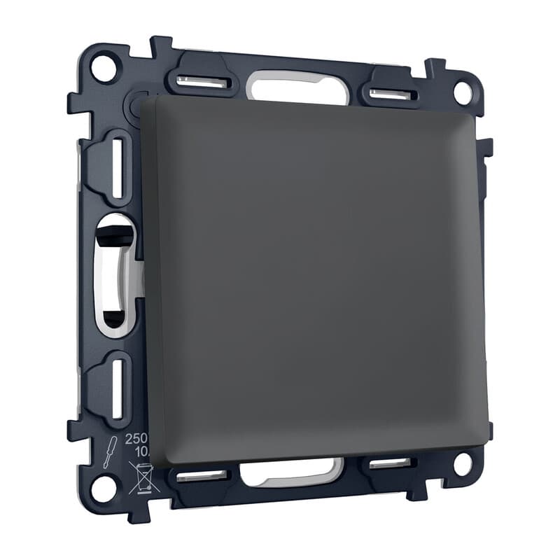 Комплект механизма 1-кл выключателя с самовозвратом ALFA Графит Мягкое касание QUANT (AP9010, VM113)