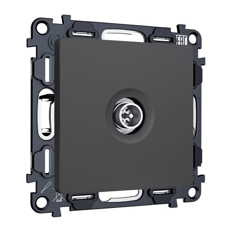 Комплект механизма TV розетки оконечной экранированной 5-1000MHz 3dB ALFA Графит мягкое касание QUANT (AP9130, VM199)