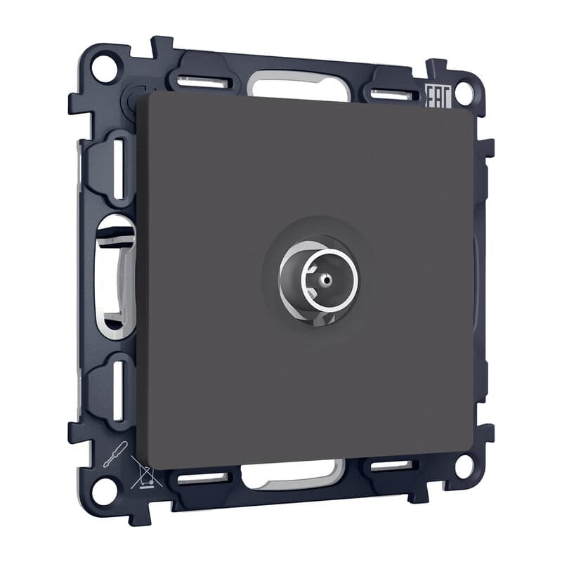 Комплект механизма TV розетки оконечной ALFA Графит мягкое касание 50-870 MHz 1dB QUANT (AP9130, VM202)