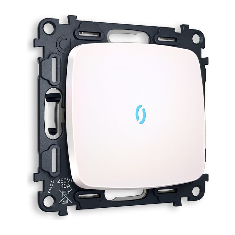 Комплект механизма 1-кл проходного выключателя с подсветкой 10000K OMEGA Жемчуг QUANT (OP2020, VM105, G29B)