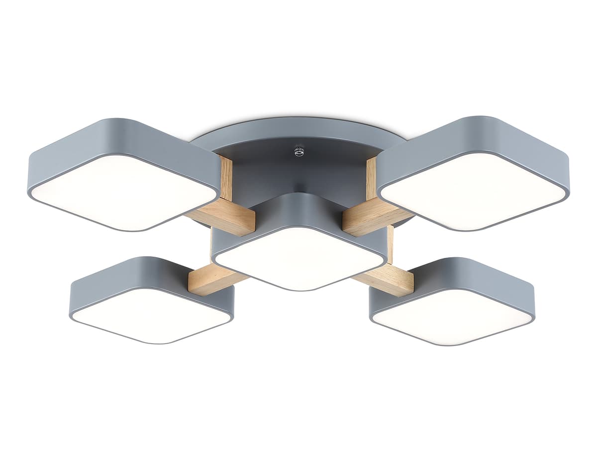 FL4882/5 GR/WD серый/дерево 90W 3000-6000K 675*675*110 (без ПДУ)