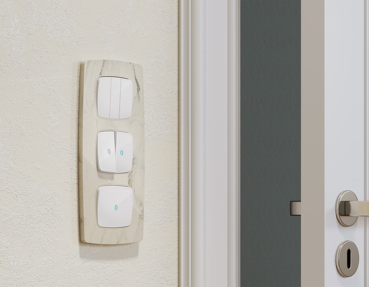 Комплект механизма 1-кл выключателя с подсветкой 10000K OMEGA Белый глянец QUANT (OP1020, VM101, G17B)