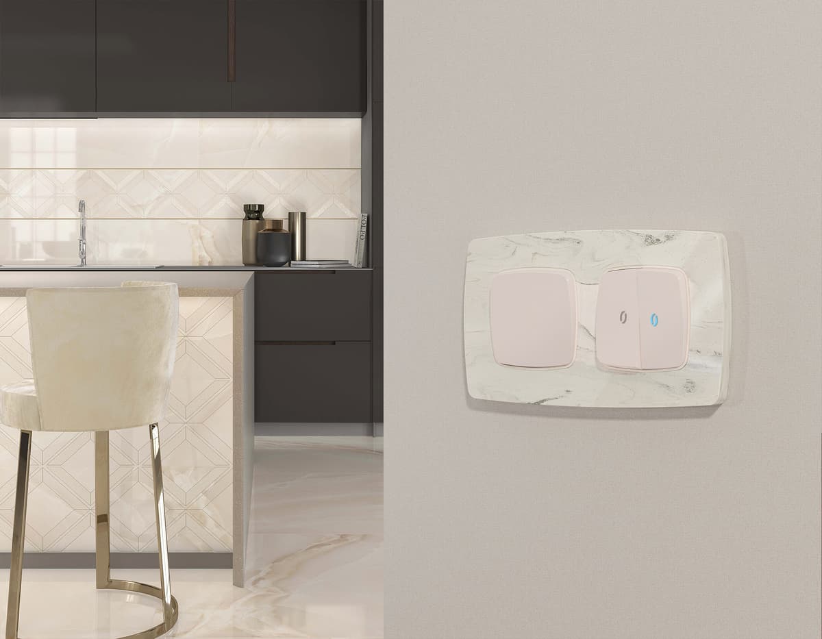 Комплект механизма 1-кл проходного выключателя OMEGA Жемчуг QUANT (OP2010, VM105)