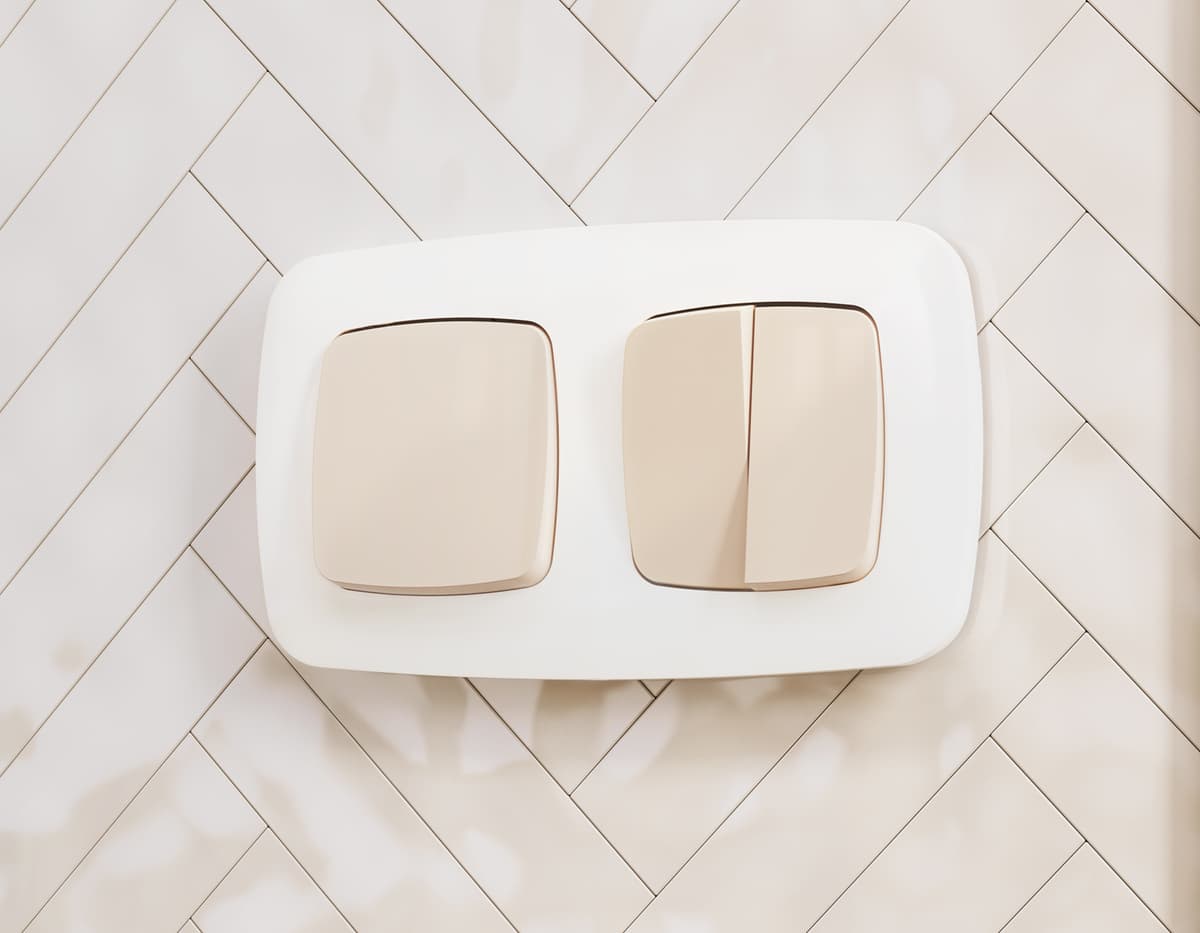 Комплект механизма 1-кл проходного выключателя OMEGA Бежевый глянец QUANT (OP3010, VM105)