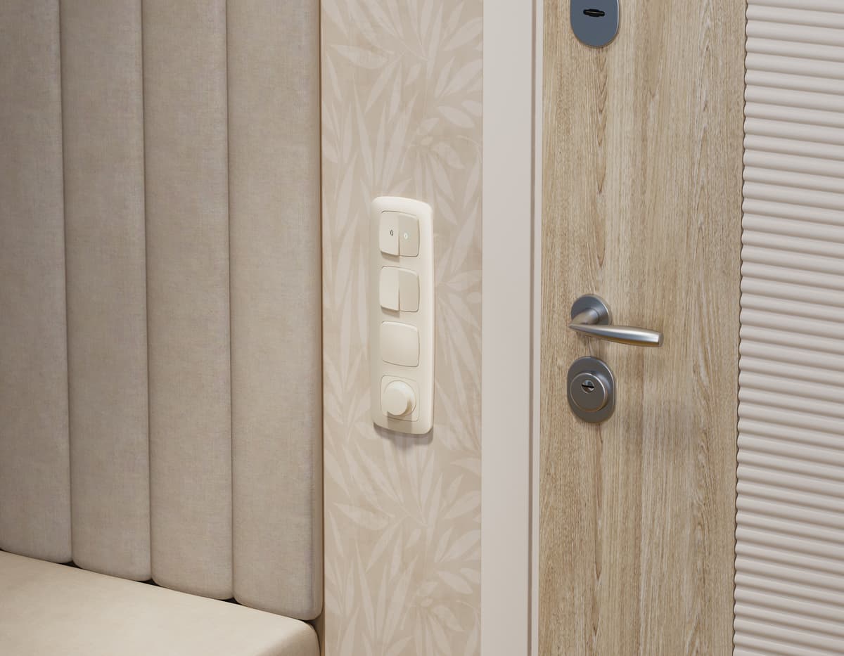 Комплект механизма 1-кл выключателя OMEGA Бежевый матовый QUANT (OP3210, VM101)