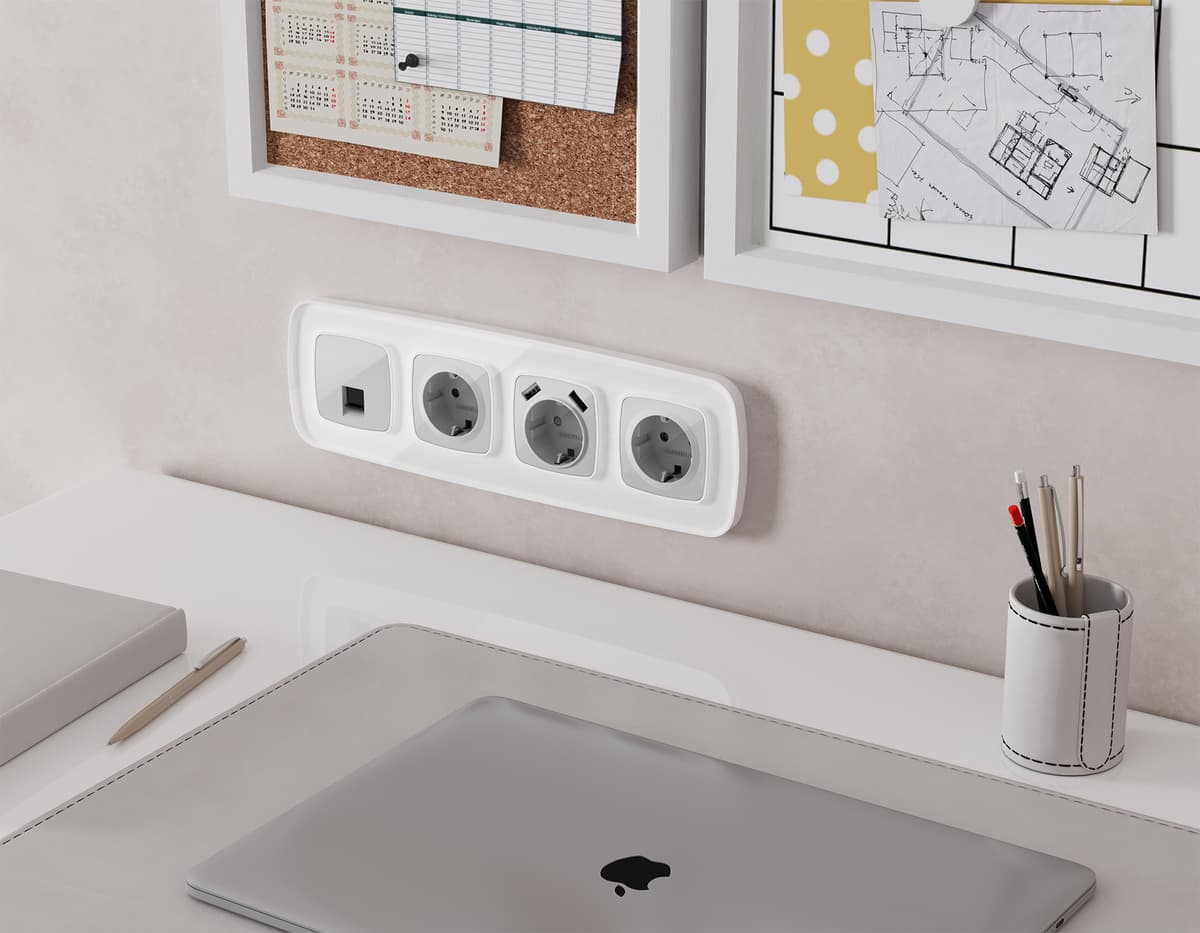 Комплект механизма компьютерной розетки OMEGA Серебро глянец RJ-45(8P8C) CAT6 с шторкой QUANT (OP4120, VM188)