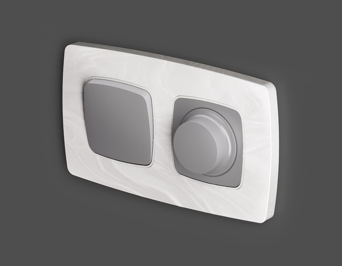 Комплект механизма 1-кл проходного выключателя OMEGA Сталь матовый QUANT (OP5010, VM105)