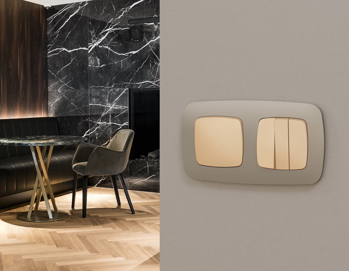 Комплект механизма 1-кл перекрестного выключателя OMEGA Шампань QUANT (OP6010, VM112)